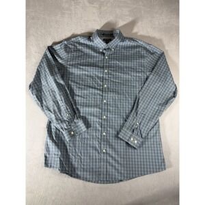 Eddie Bauer Shirt Mens XLT Tall Blue Button Up Relaxed Fit Wrinkle Free Camp